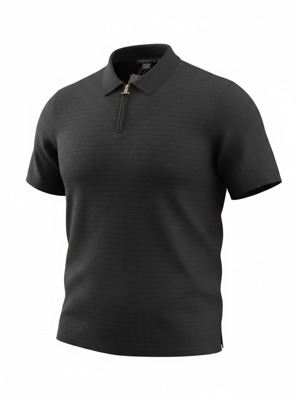NWT French Connection Black Textured Knit Quarter Zip Polo Shirt Mens Size XL
